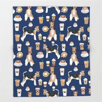 

Coffee Dog Pattern Dog Lover Gifts for Dog Person Coral Fleece Fuzzy Blankets on Bed Fox TerrierThrows Bedsheet for Kids Girls