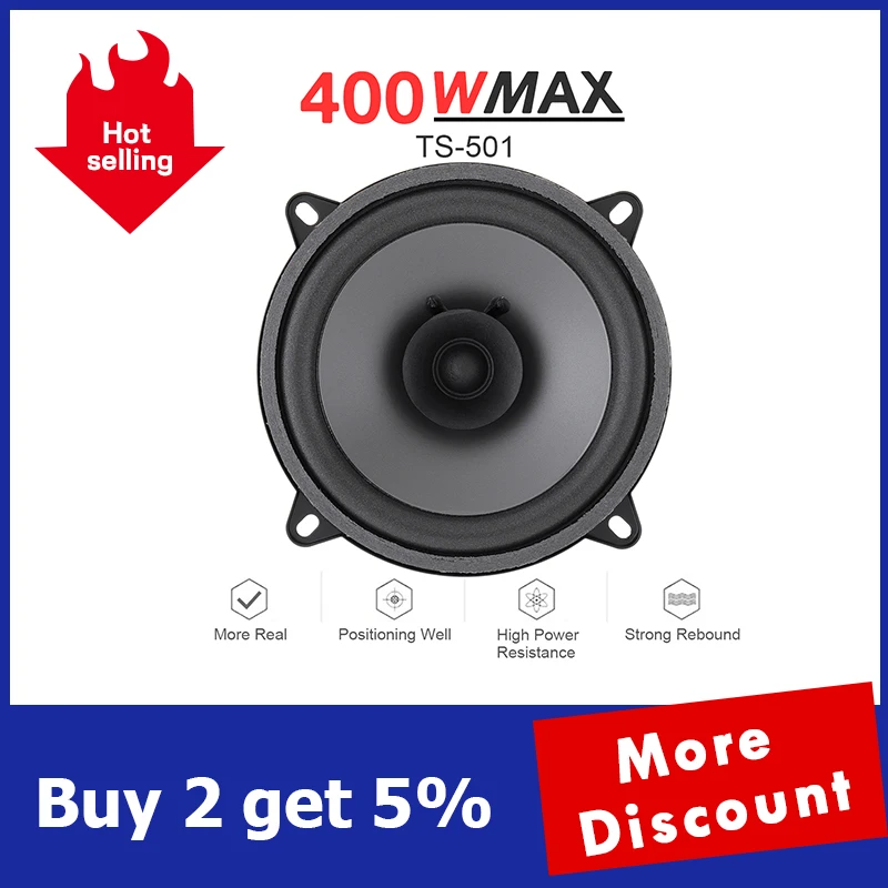

1pc 5 Inch 400W Metal & Magnet Car Coaxial Speaker Vehicle Door Auto Audio Music Stereo Full Range Frequency Hifi Speaker