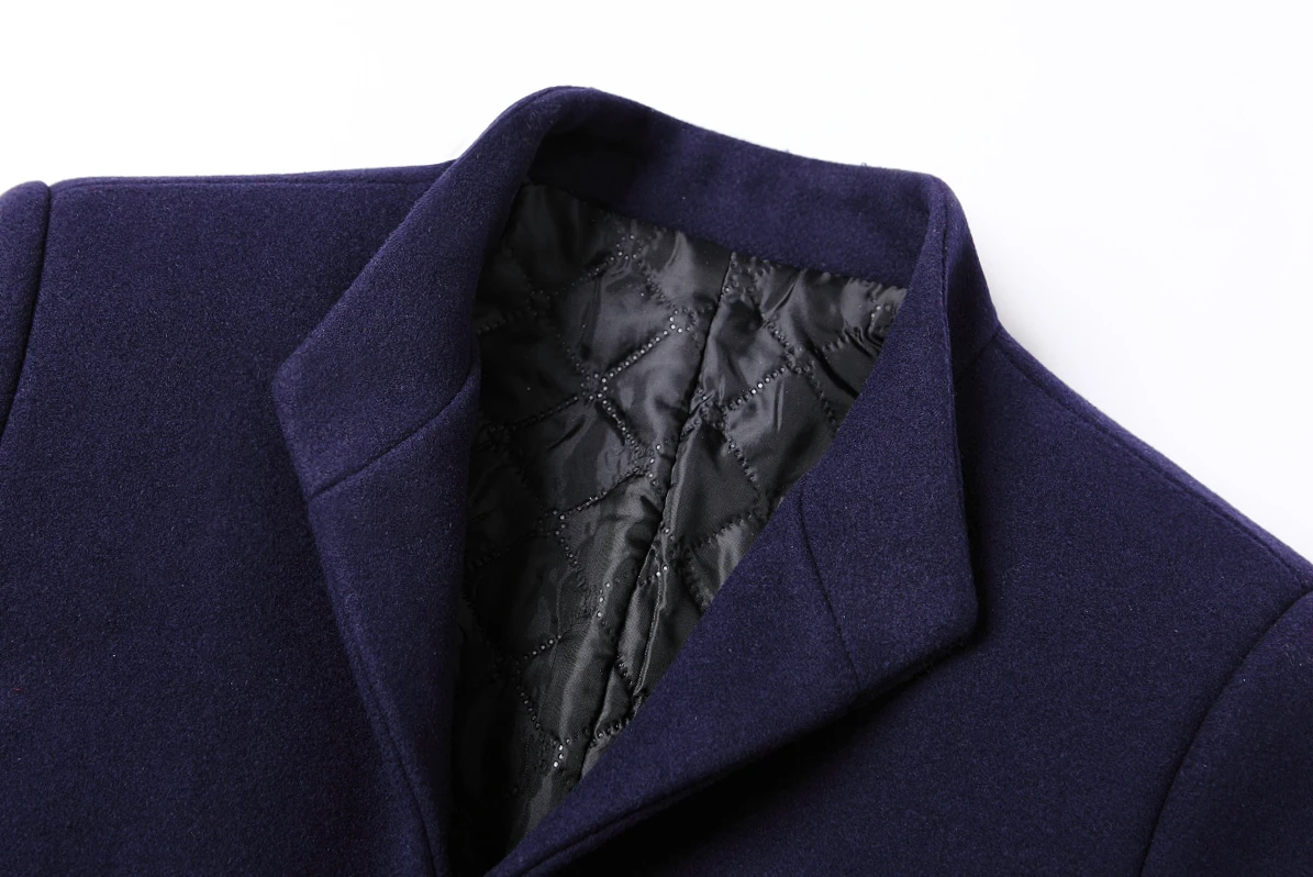 Мужская Зимняя шерстяная куртка Pui tiua, мужское шерстяное пальто высокого качества, повседневное приталенное шерстяное пальто с воротником, мужское длинное хлопковое пальто с воротником