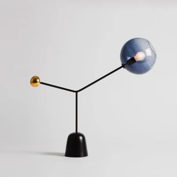 

Simple Modern LED Table Lamp Blue Glass E27 Study Room Table Light Bedroom Bedside Reading Desk Lighting Fixtures AC90V - 260V
