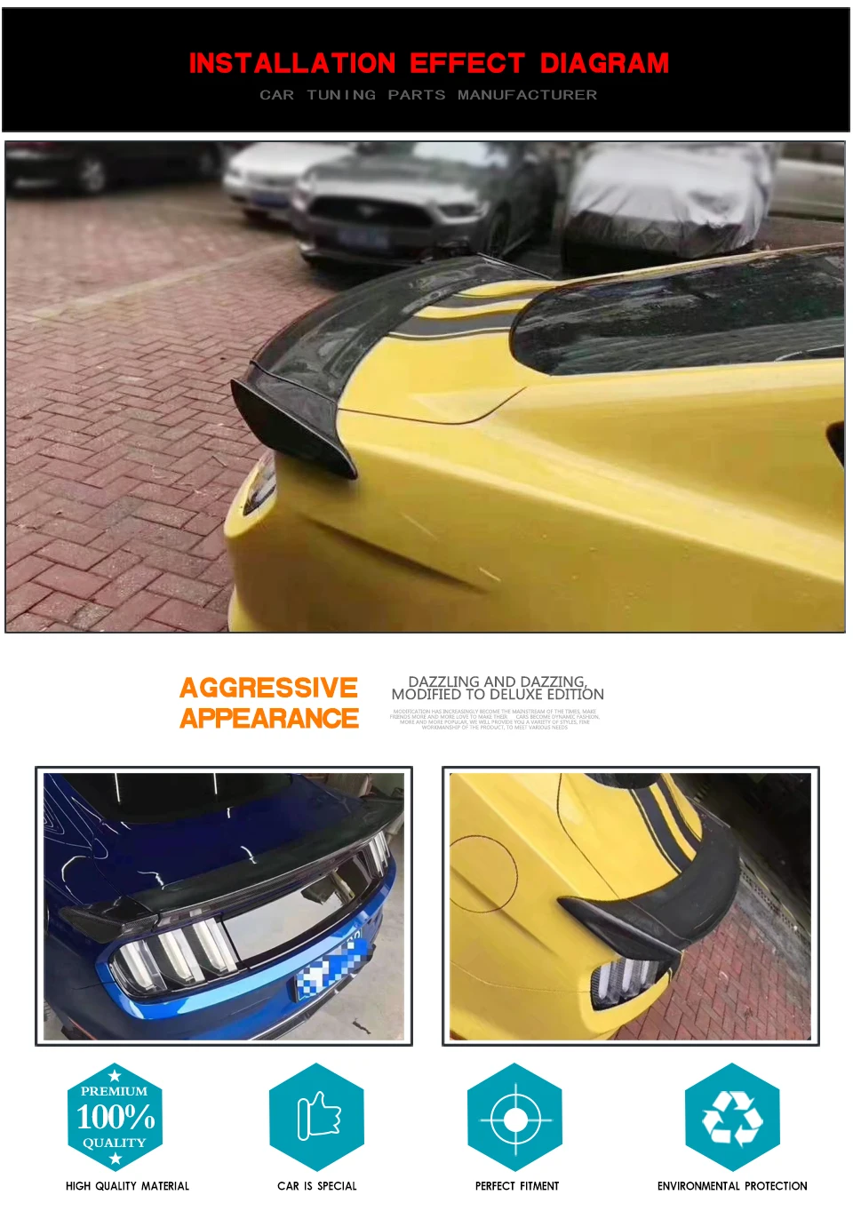 Для автомобиля Mustang задний спойлер багажника крыло для Форд Мустанг купе- углеродного волокна заднее крыло крышка багажника спойлер