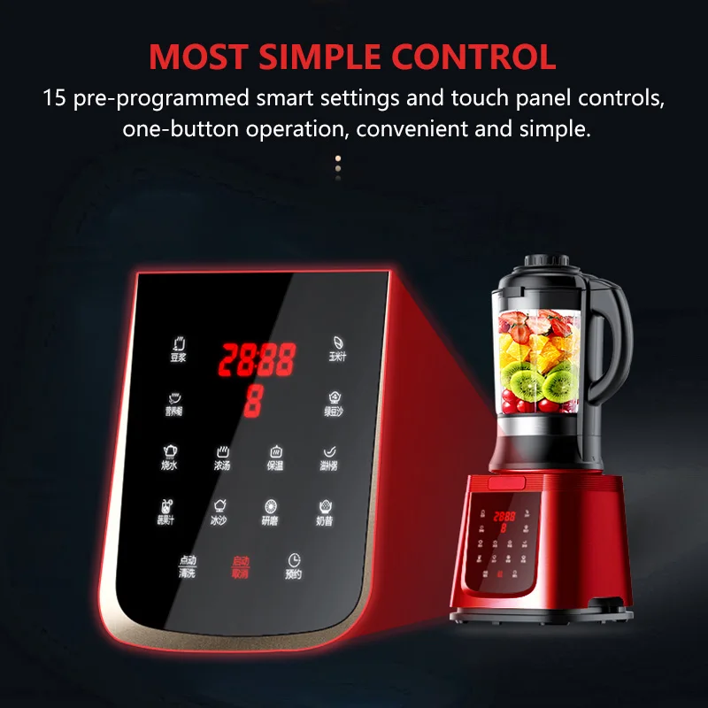 1.75L Glass Jar Juicer Blender Mixer Food Processor Ice Smoothie Machine Hot Soup Digital Smart presets Cooking Machine