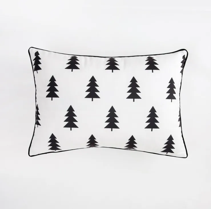 B Double Side Print Black White Geometric Pillow Cover Geometric Cushion Cover Velvet Home Decorative 30x50cm Sofa Bed Chair - Цвет: B