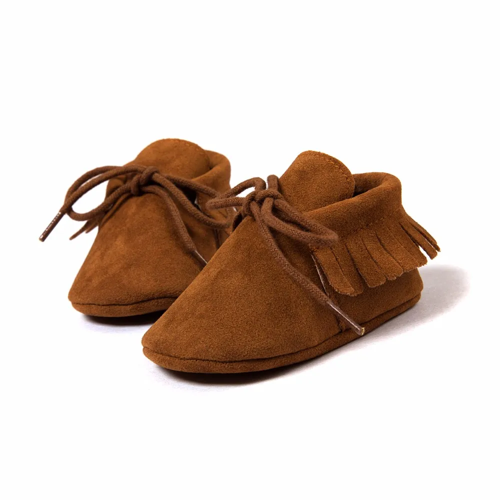 Зимние детские ботинки мокасины для младенцев мягкие Moccs, первые туфли для начинающего ходить ребенка ясельного возраста, с бахромой, на толстой подошве, из искусственной кожи, для детей, еще не умеющих ходить, не скользящая обувь для колыбельки
