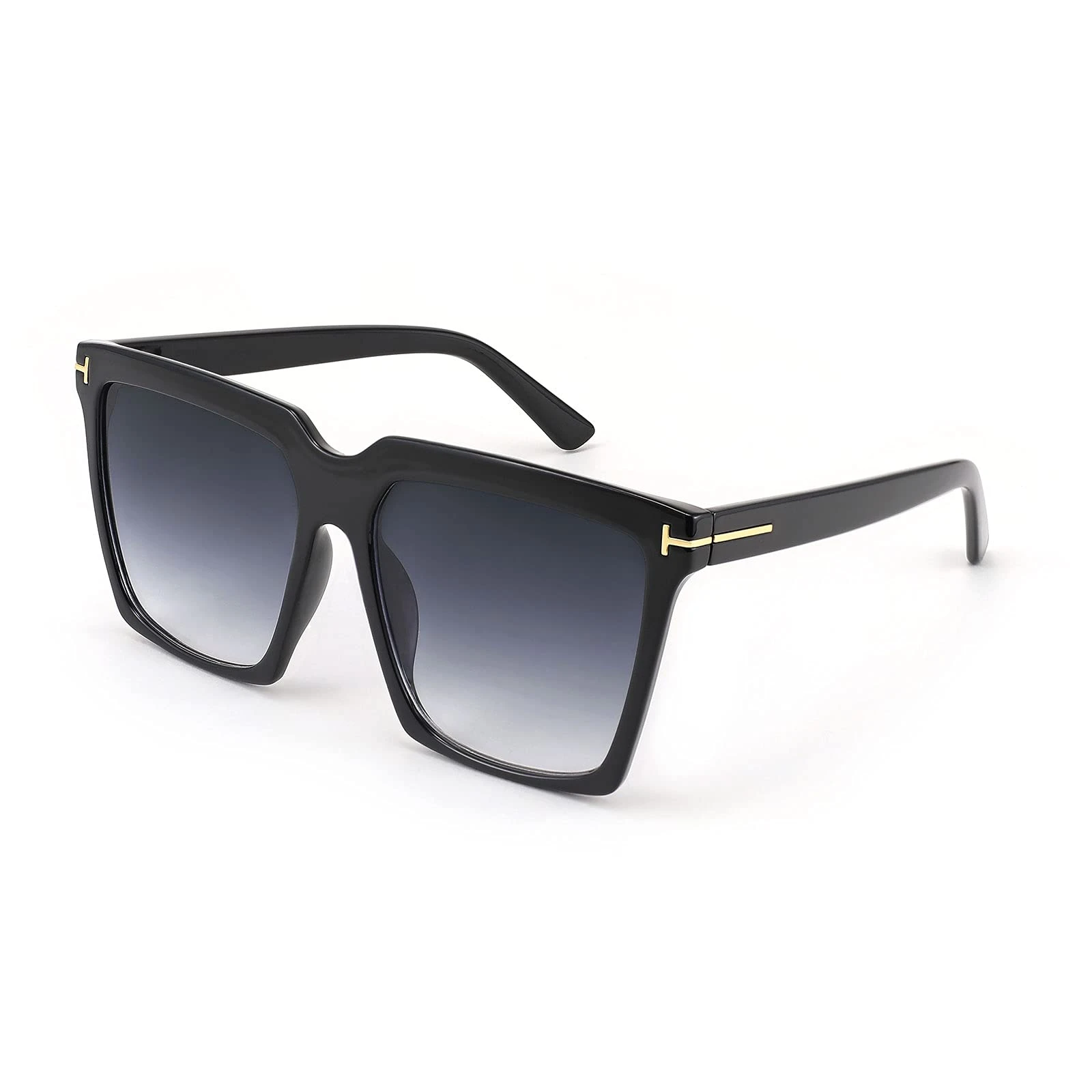 Fashion Oversized Square Sunglasses Women Men with Metal T shaped design UV400 big sunglasses