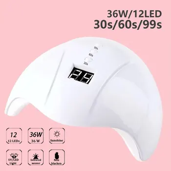 

36/6W Nail Dryer For Nail Machine Curing 30s/60s/99s Timer For Nail LED UV Lamp For All Gels 12/3 Leds UV Lamp USB Connector
