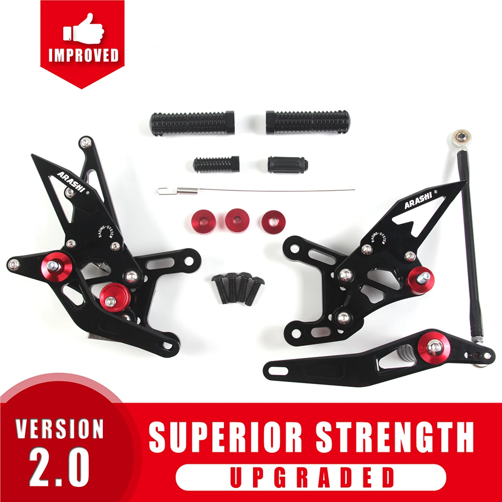 Араши ЧПУ Регулируемые подножки для YAMAHA YZF R1 2009- Rider Rearset подставка ног 2010 2011 2012 2013 Алюминий - Цвет: Black