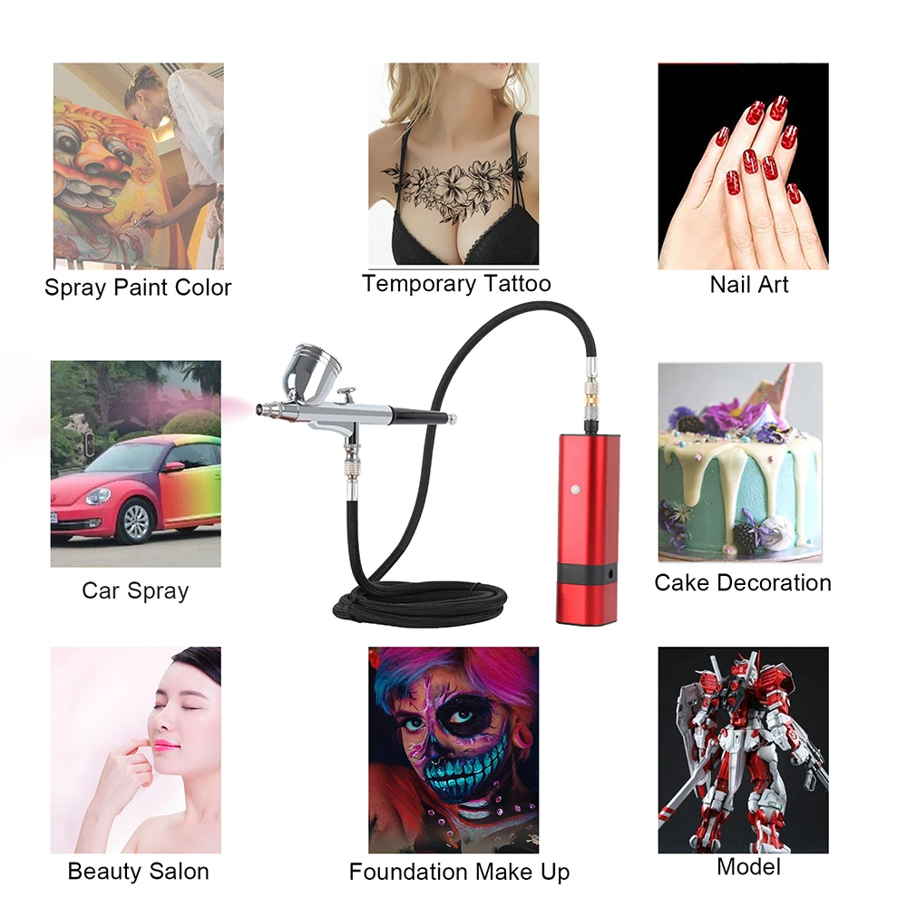 Best Quality New Arrival TM80S Wireless Airbrush With Compressor Kit 32Psi Auto Start Stop Mini Portable Cordless Personal 6