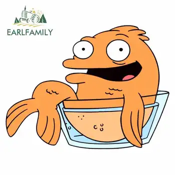 

EARLFAMILY 13cm x 9.9cm for Fish In Bowl Funny Car Stickers Personality Vinyl Decal Waterproof Vehicle Decoration Pull Flower