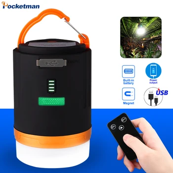 

Outdoor Remote Control Multifunction Camping Lamp With Portable Hook With Magnet Lanterna Power Bank Built in 4800mah Battery