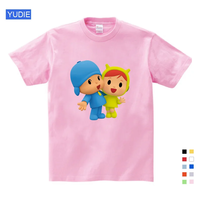 kids t shirt pink Свитер для малышей Модная Милая футболка с принтом Pocoyo пуловер для малышей Детские толстовки Одежда для мальчиков и девочек Новинка года; сезон весна - Цвет: kids t shirt pink