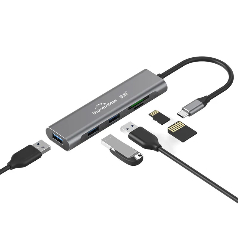 9 в 1 USB 3,0 тип-c док-станция для ноутбука USB 3,0 HDMI TF LAN PD USB концентратор для Macbook huawei XiaoMi DELL поверхность lenovo док-станция - Цвет: 5 in 1