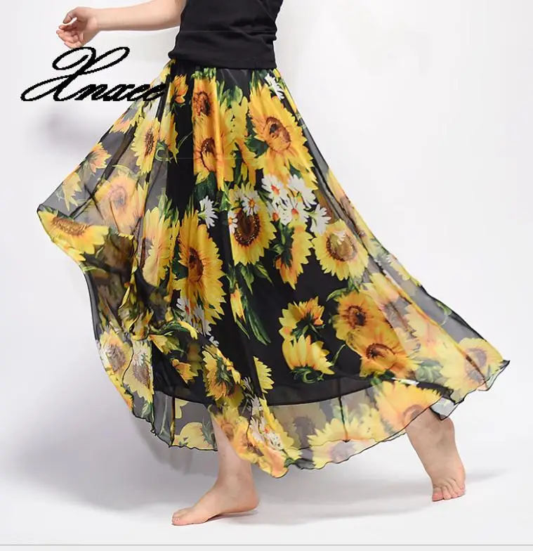 Xnxee летняя Новинка Ретро пляжная юбка в богемном стиле бюст с принтом шифоновая юбка - Цвет: 9