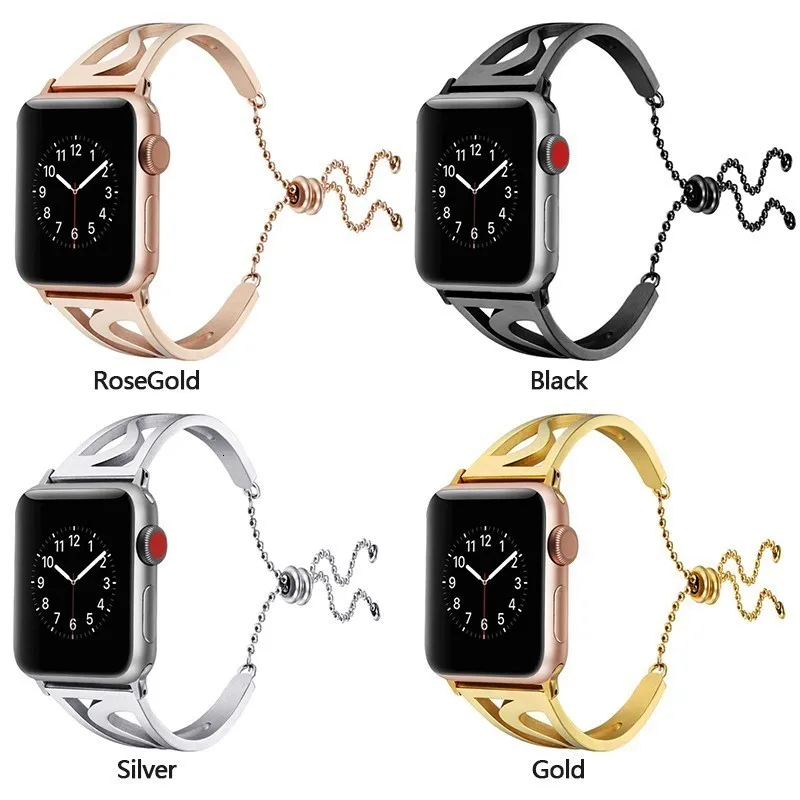 Регулируемый ремешок для apple watch полосы 42 мм серии 4 3 2 1 Замена Браслет Нержавеющая сталь ремень iwatch 38 мм 44 мм