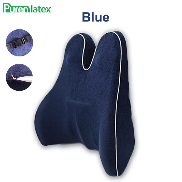 Пуренлатексная Подушка с эффектом памяти, поясничная подушка, Боковая поддержка, Защита позвоночника, копчик, ортопедическое автомобильное сиденье, офисный диван, стул, задняя подушка - Цвет: Blue