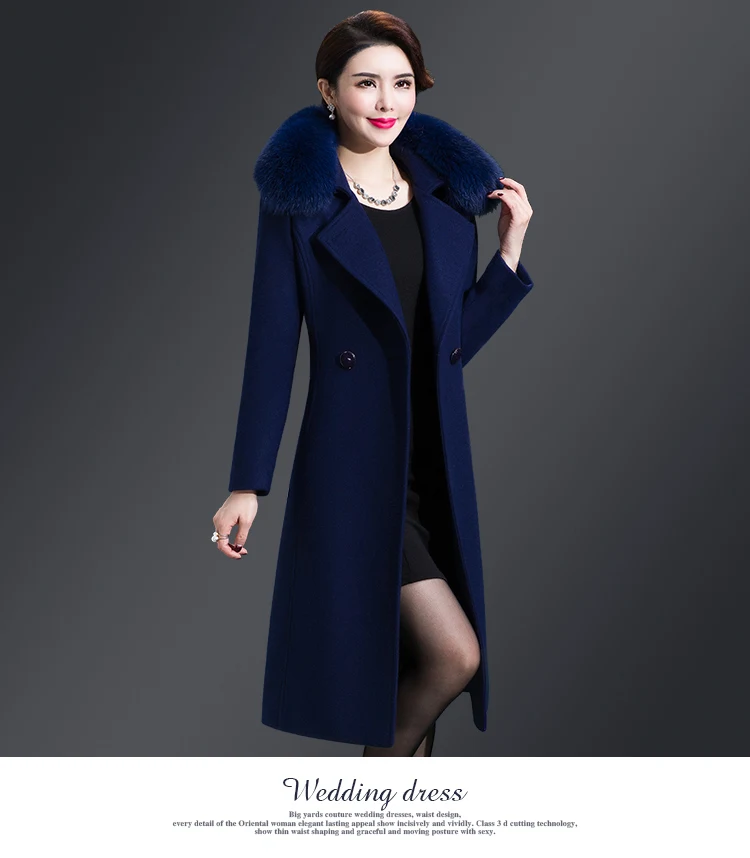 New Slim Women outerwear winter clothing fashion warm woolen blends coat female Belt elegant Double Breasted woolen coat