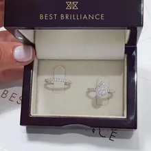 Hot Sale Water Drop Zircon Ring Electroplated White Gold Color Women's Wedding Ring