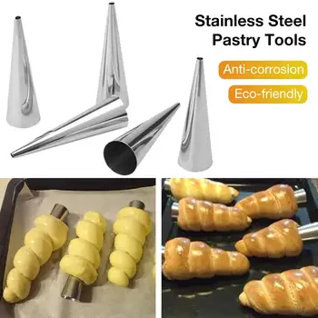 

Stainless Steel Trumpet Conical Beveler For Making Croissant Bread Wheel Dough Pastry Wooden Handle Baking Kitchen Tool