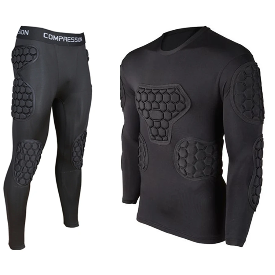 Professional Rugby Football Soccer Goalkeeper Jerseys Armor Uniform Thicken EVA Sponge Elbow Knee Padded Shirts Pants - Цена: 1 342,66 - 1 741,60 руб.