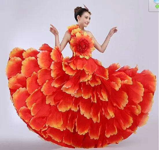 Spanish Flamenco Dress Costume Dance Dresses Skirts Petal 550 720 Vestido Falda Mujer Camisa Flamengo Do Trajes De Flamenca