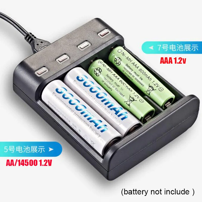 5V USB Перезаряжаемые Батарея зарядное устройство 18650 14500 AA AAA 1,2 V 3,7 V li-ion 1/2/3 слота для 18350 батареи с зарядным устройством для адаптера переменного тока