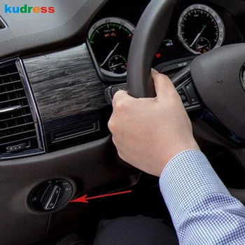 

For Skoda kodiaq 2016 2017 2018 Matte Inner Multifunction Headlight Button Frame Decoration Cover Trims Molding Accessories