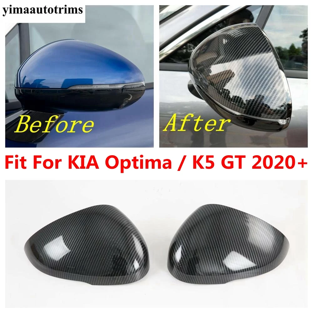 

Car Side Rearview Mirror Cap Shell Cover Trim For KIA Optima / K5 GT 2020 2021 2022 ABS Carbon Fiber Accessories Exterior Kit