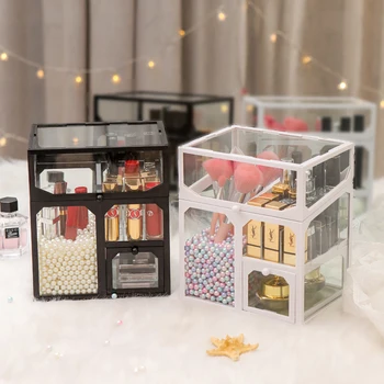 

Lipstick Storage Case Makeup Brush Storage Box With Cover Cosmetics Organizer Multifunction Desktop Cosmetics Rack