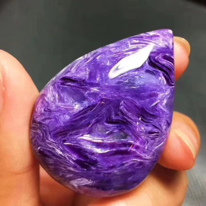 

Natural Purple Charoite Necklace Pendant Water Drop Gemstone 45x32x11mm Women Men Anniversary Love Gift Pendant Jewelry AAAA