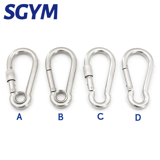 5pcs Stainless Steel 304 M4 M5 M6 50MM 60MM Carabiner Carbine Snap Hook  Key-Lock - AliExpress