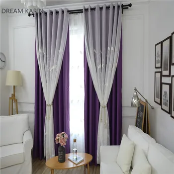 

Romantic Curtain Pure color SOLID Double Layer Window Treatment Blinds Finished Drape For Hotel Living Room Bedroom Cafe Balcony