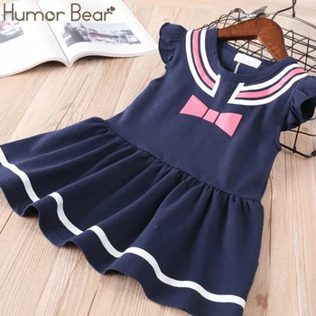

Humor Bear 2020 Baby Girls Dress Summer New Dress For Girls Navy Bow Round Neck Sleeveless Princess Dress Girl Toddler Dress