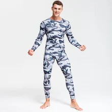 Камуфляжный спортивный костюм, мужское термобелье с длинным рукавом, термотрикотаж, MMA rash guard, набор для мужчин, Кроссфит, компрессионная рубашка
