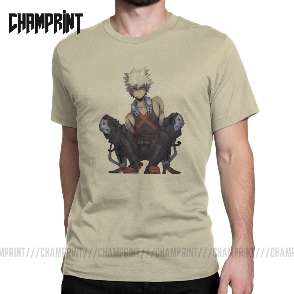 Мужские футболки с надписью Моя геройская Академия Bakugou хлопковые топы аниме
