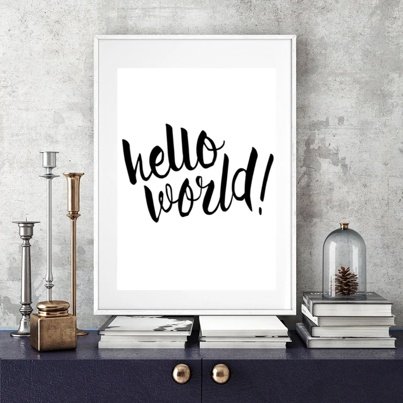 Hello World Nursery Quote Minimalis Black And White Canvas Painting Poster Prints Wall Art Picture Kids Room Home Decor No Frame Painting Calligraphy Aliexpress