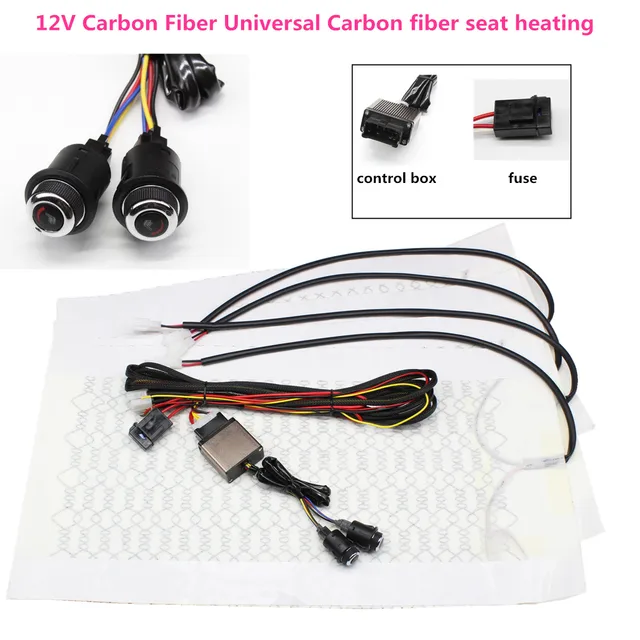 12V Universal  6 Level Carbon Fiber Car Heated heating Heater Seat Pads Winter Warmer Seat Covers Kit