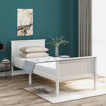 

Attractive-Looking Bed Frame With A Solid Wood Frame And An Eco-Friendly Ivory Coating Stylish And Modern Bedroom Furniture