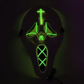 

1PC Halloween Masks LED Light Up Mask Firefly Screaming Scary Full Face Cover For adult Masquerade Festival Cosplay Party