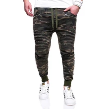 Европейский код мужские брюки осень и зима Новая мужская мода плиссированные молнии сшивание луч ноги спортивные повседневные брюки