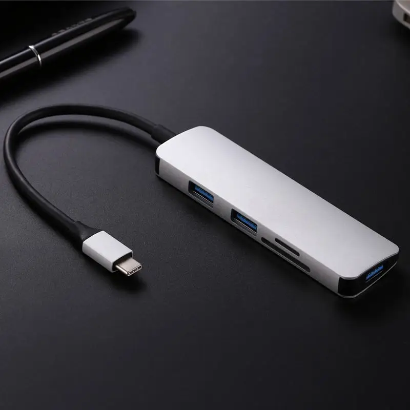 Алюминиевый USB C концентратор тип-c до 3 портов USB 3,0 концентратор TF кард-ридер конвертер кабель для ноутбука Macbook Тип C концентратор адаптер