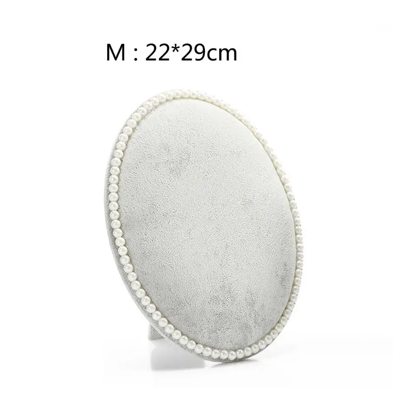 High Quality Velvet Oval Earrings Necklace Bracelet Pearl Jewelry Display Organizer Holder