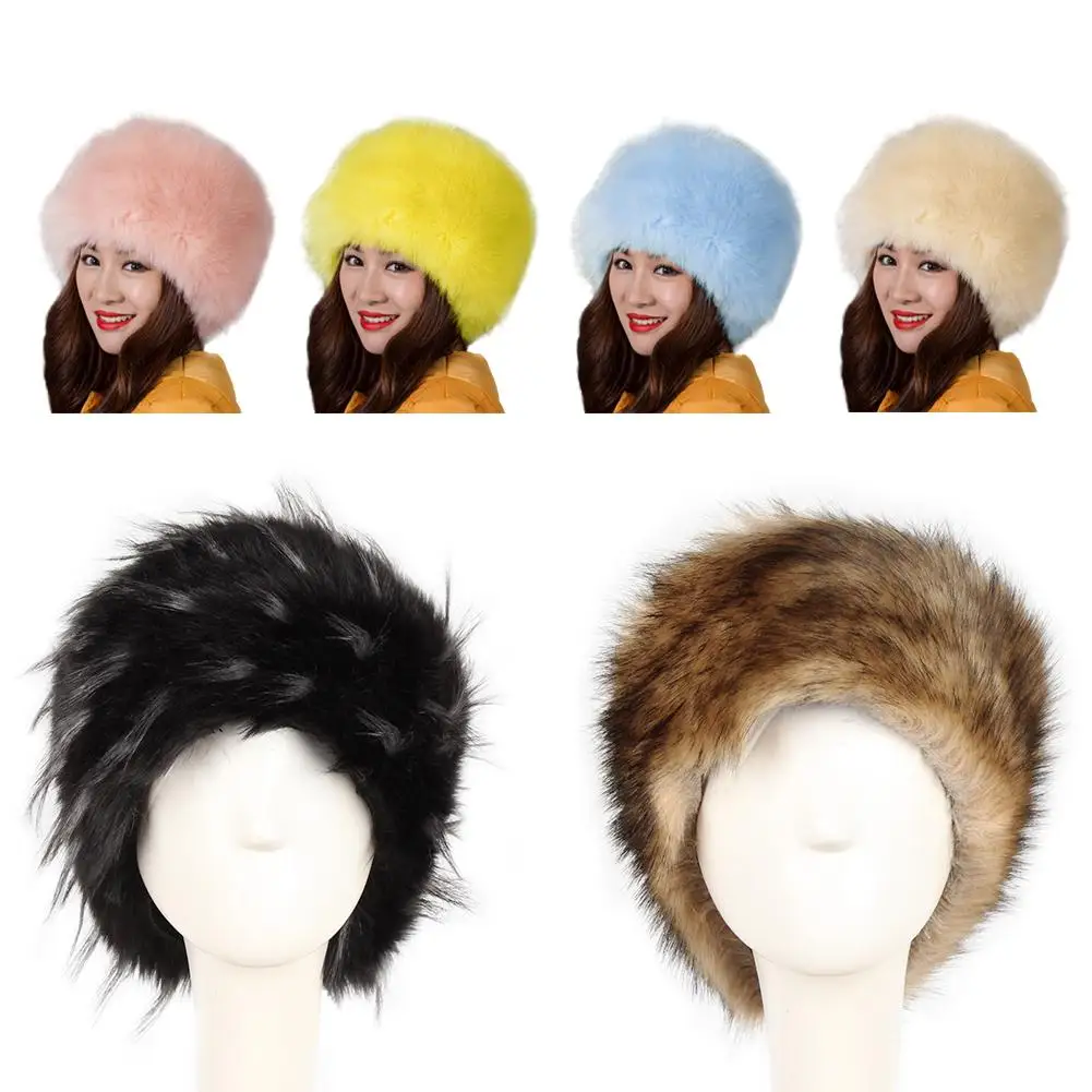 Зимние шляпы из искусственного меха, модные женские зимние шапки, Монгольская шапка, плотные теплые однотонные наушники, шерстяная винтажная шапка в русском стиле