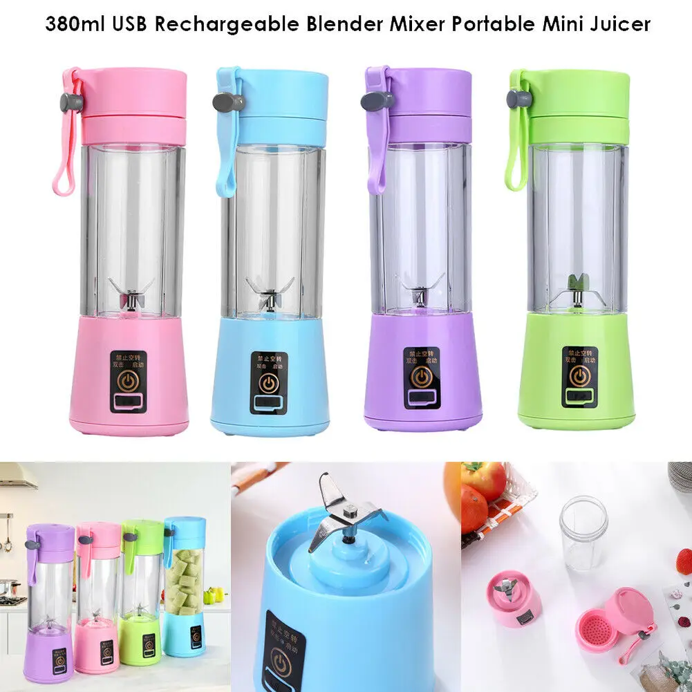 

380ml USB Rechargeable Portable Blender Mixer 6 Blades Juicer Juice Citrus Lemon Vegetable Fruit Smoothie Squeezers