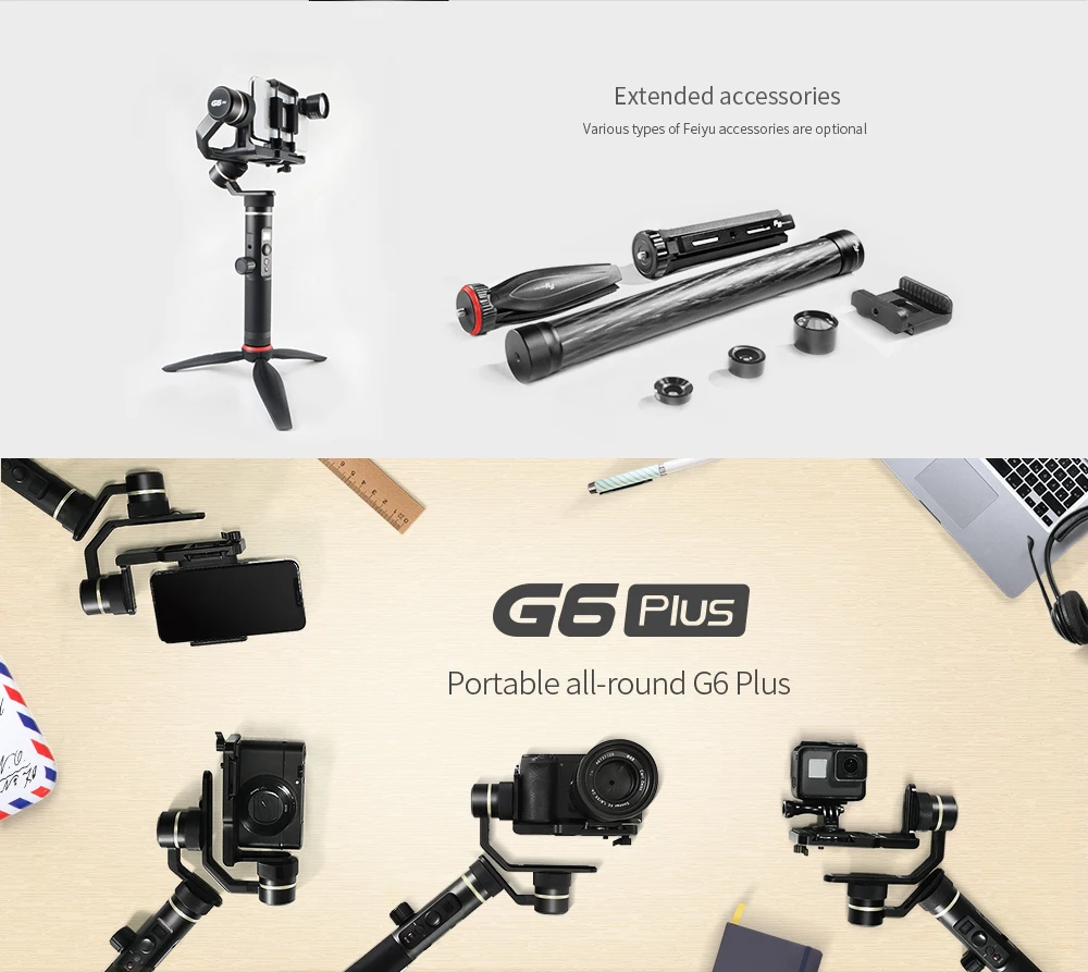 Feiyu tech G6 MAX/G6 Plus 3-Axis Камера шарнирный стабилизатор для камеры Gopro адаптер объектива для камер Micro-single Canon действие Камера смартфон YI Gopro 7 6 5