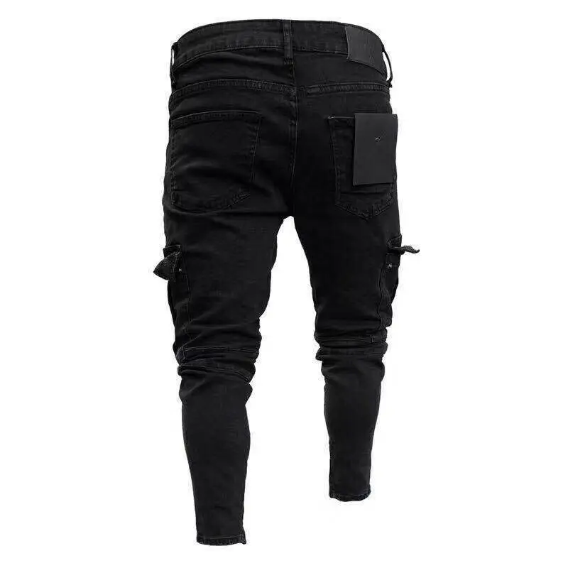 Cargo Pants Fashion Mens Slim Fit Urban Straight Leg Denim Casual Pencil Jogger Cargo Pants S-3XL