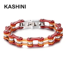 Casrny 1 шт. панк оранжевый мотоцикл браслет цепочка для женщин велосипедный браслет 316L нержавеющая сталь хип-хоп подарок для друзей, ювелирное изделие