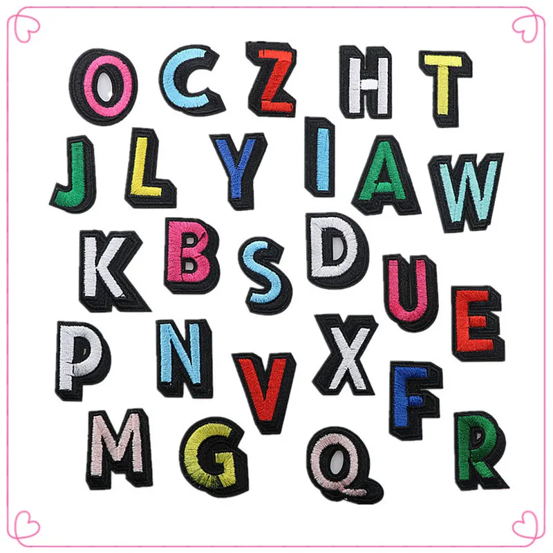 

26 English Letters Alphabet Sequined Patches Embroidered Iron on Letters Patch for Clothing Name Badge Paste T-shirt Jeans DIY