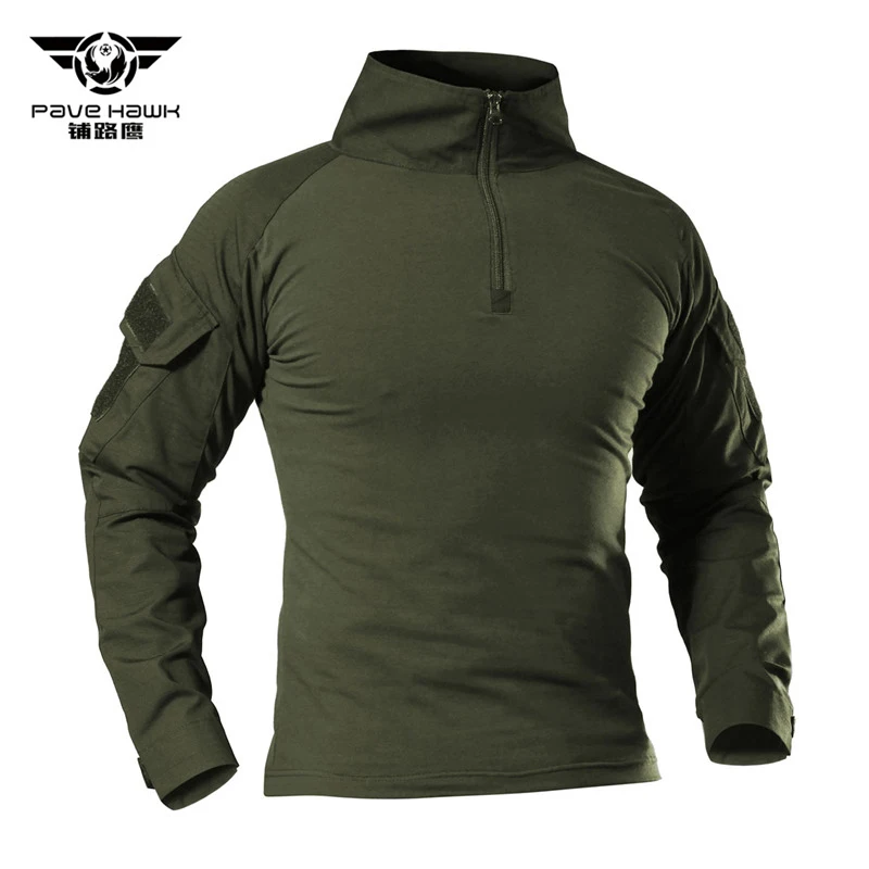 PAVE HAWK Army Combat T-Shirt Military Shirt Tactical Clothes Army Rip-stop SWAT Combat Shirts Python Camouflage Male T-Shirts
