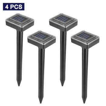 

4pcs Solar Powered Pest Reject Ultrasonic Sonic Mouse Mole Insect Pest Rodent Repellent LED Light Repeller Outdoor Lamp Garden