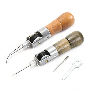 

Cobbler DIY Craft Leather Sewing Tool Wooden Handle Hand Sewing Machine Shoemaker Belt Strips Leather Edge Stitching